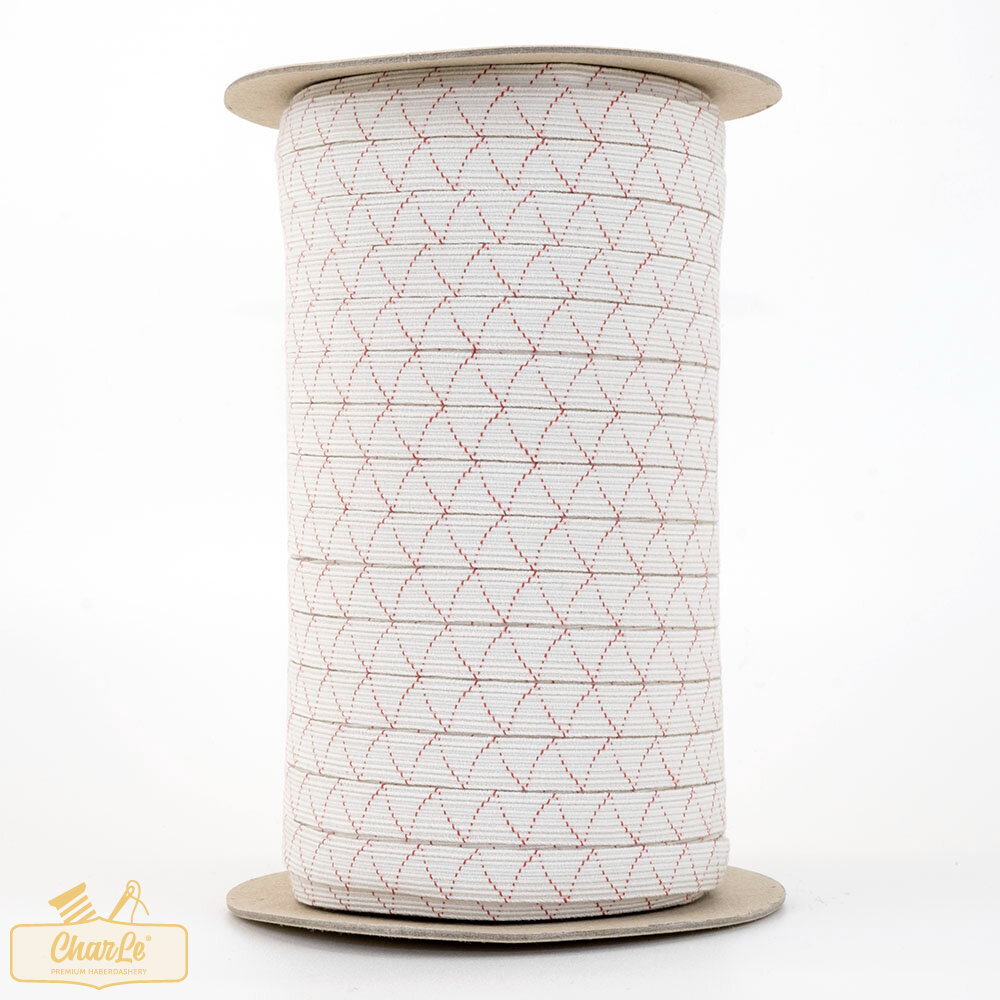 ORGANIC ELASTIC 10MM | Ecru + Zigzag Thread