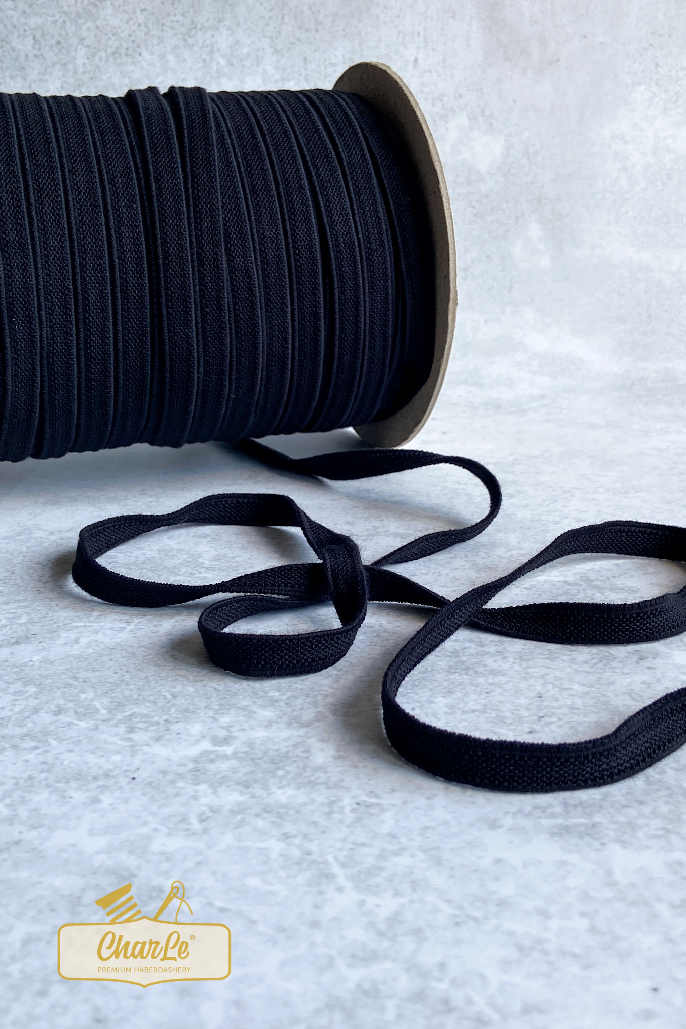 ORGANIC DOUBLE FLEECE ELASTIC 11 MM | Black