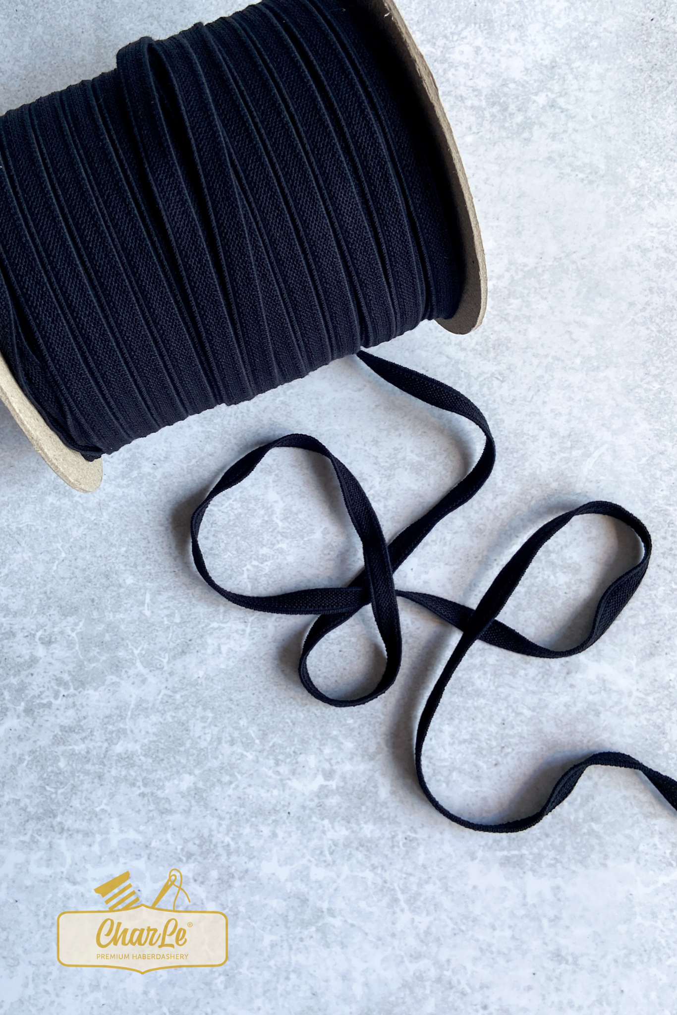 ORGANIC DOUBLE FLEECE ELASTIC 11 MM | Black