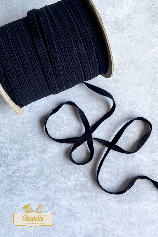 ORGANIC DOUBLE FLEECE ELASTIC 11 MM | Black