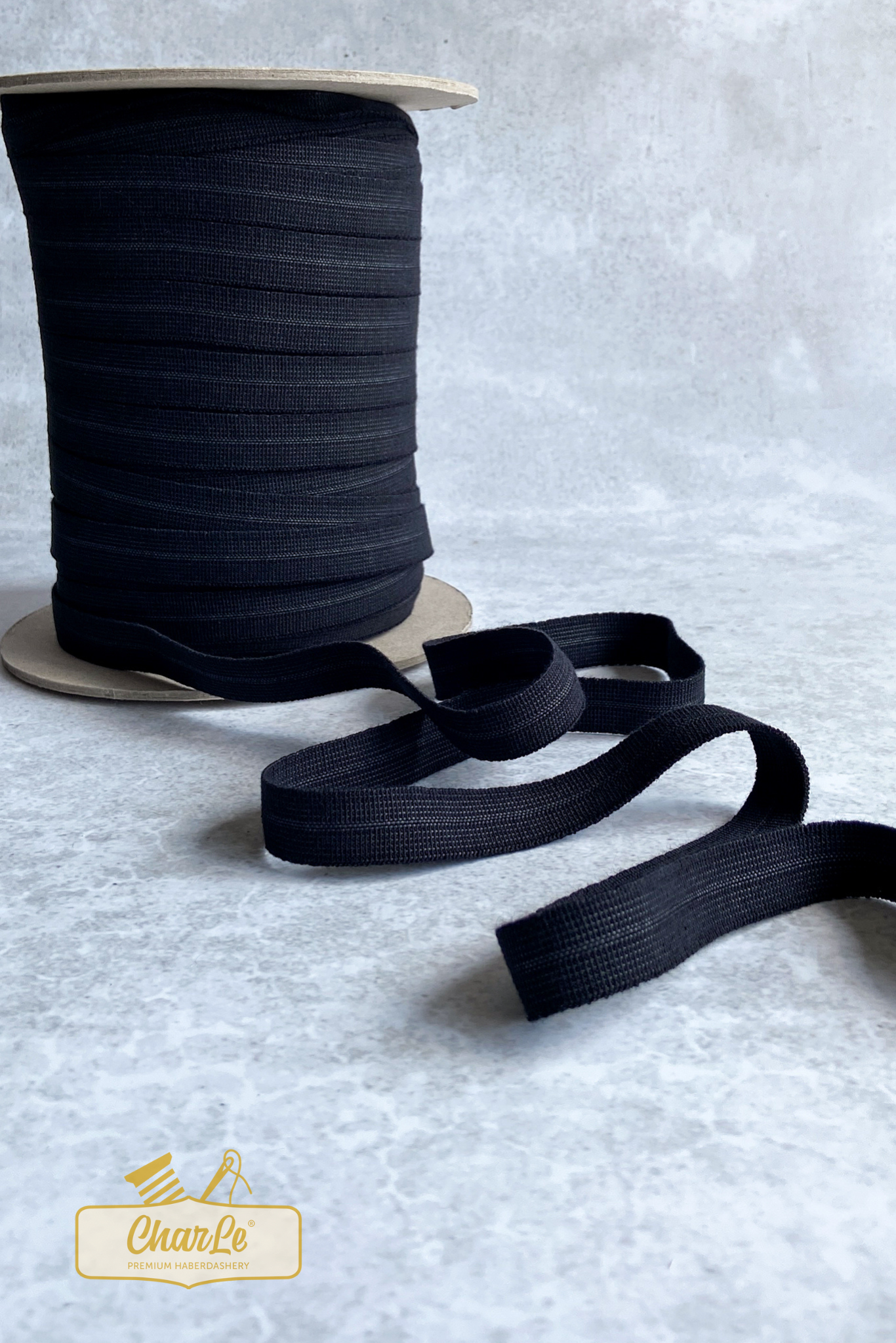 ORGANIC FOLD OVER ELASTIC 15 MM | Black