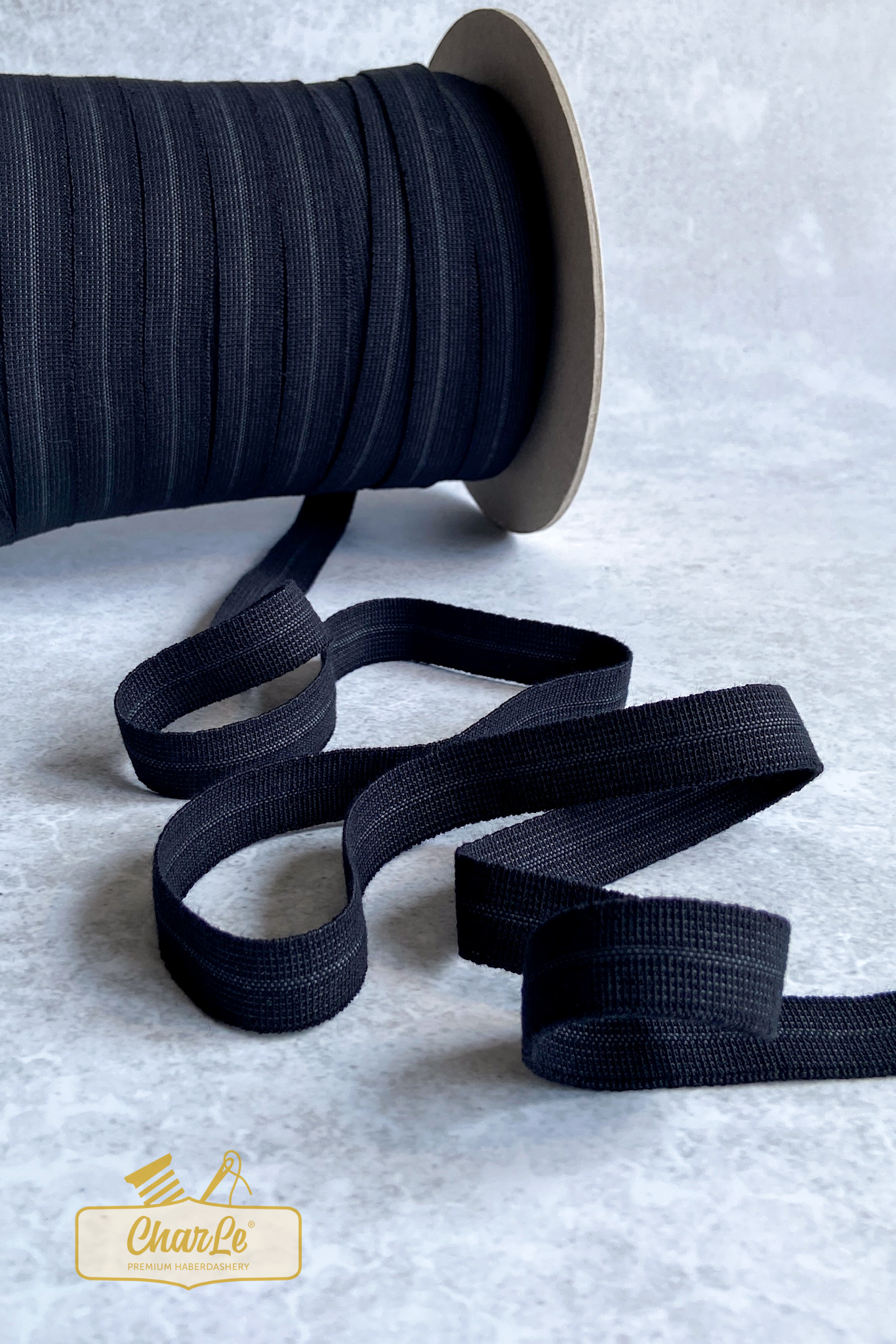 ORGANIC FOLD OVER ELASTIC 15 MM | Black