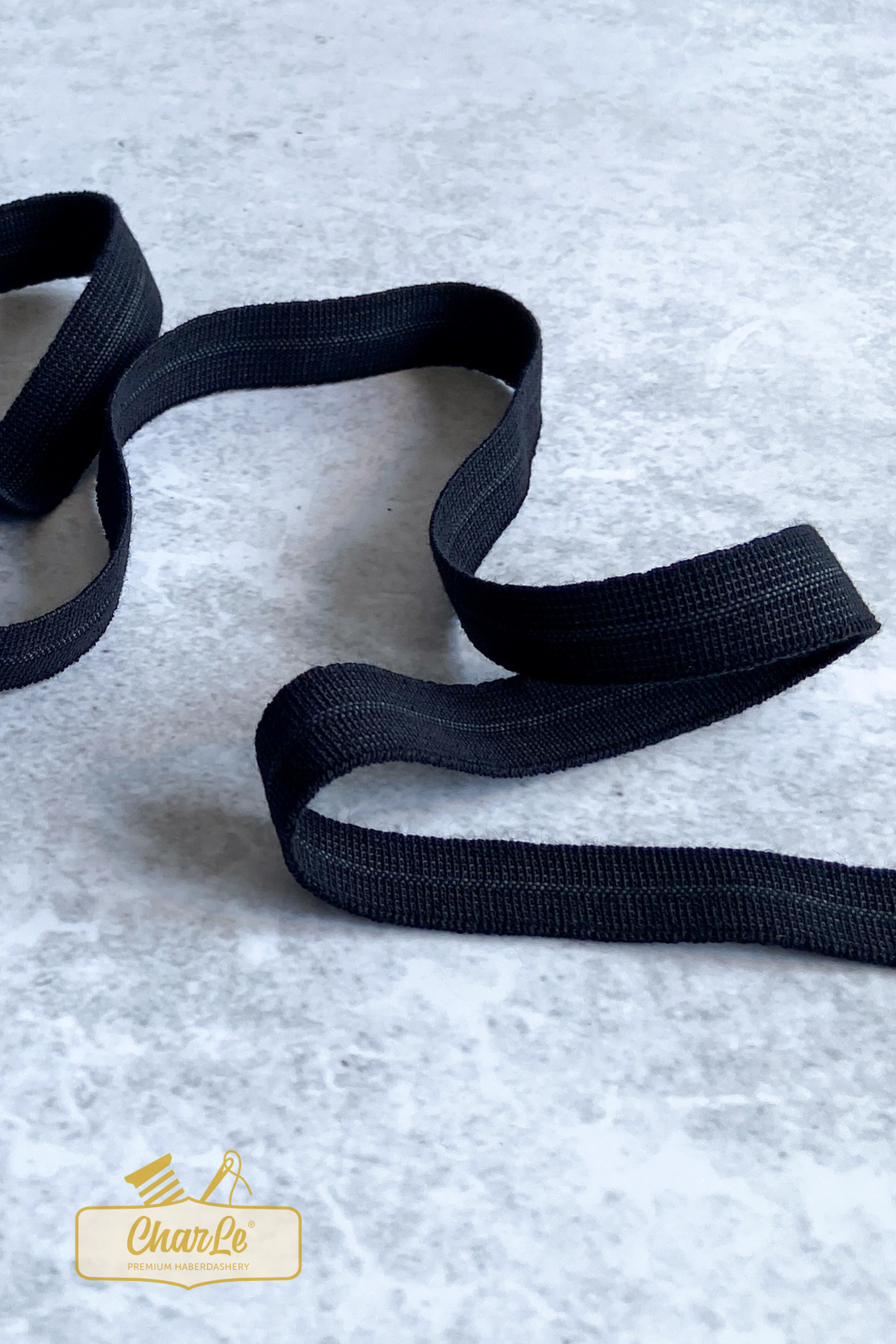 ORGANIC FOLD OVER ELASTIC 15 MM | Black