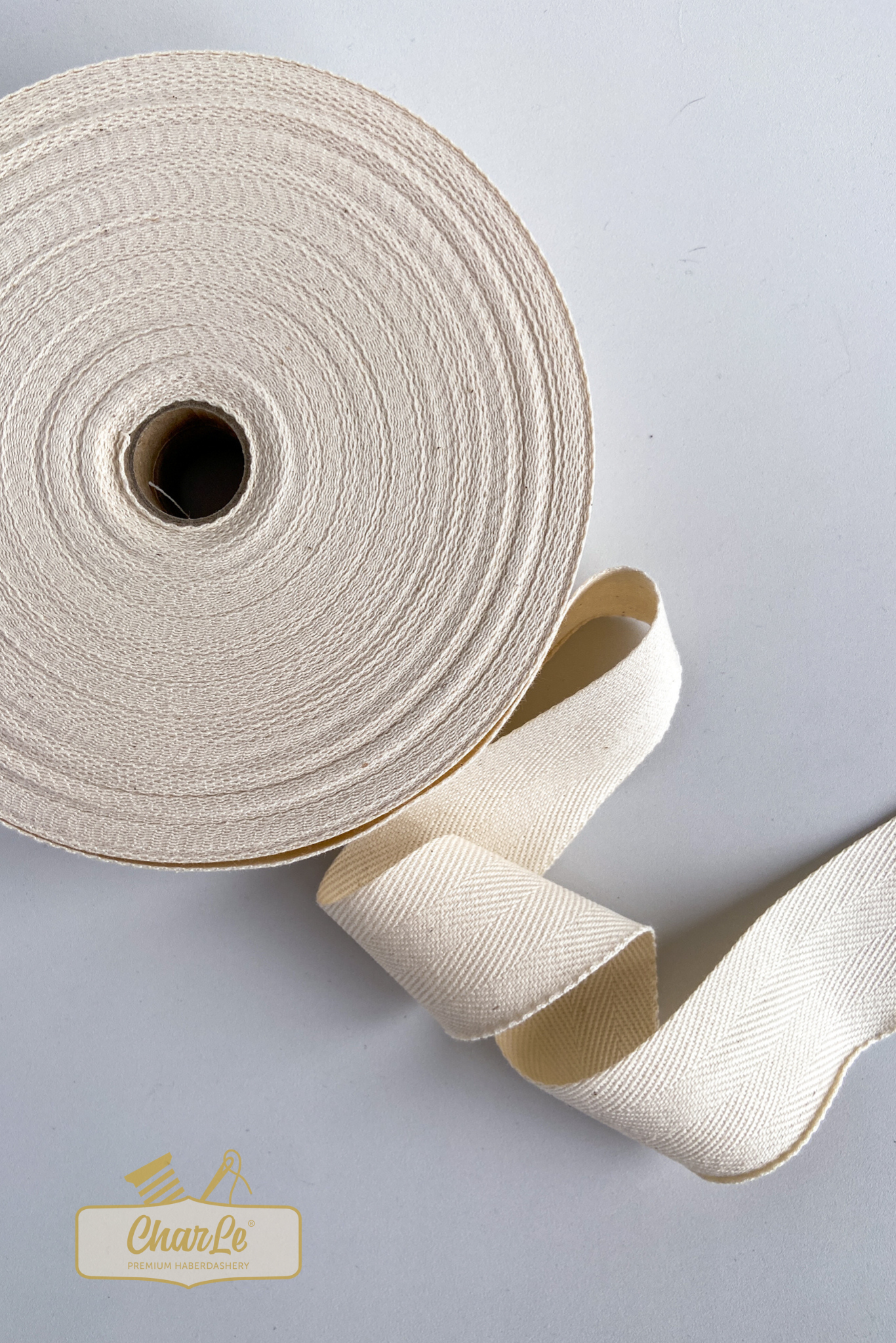 ORGANIC COTTON TWILL TAPE 40 MM | Ecru