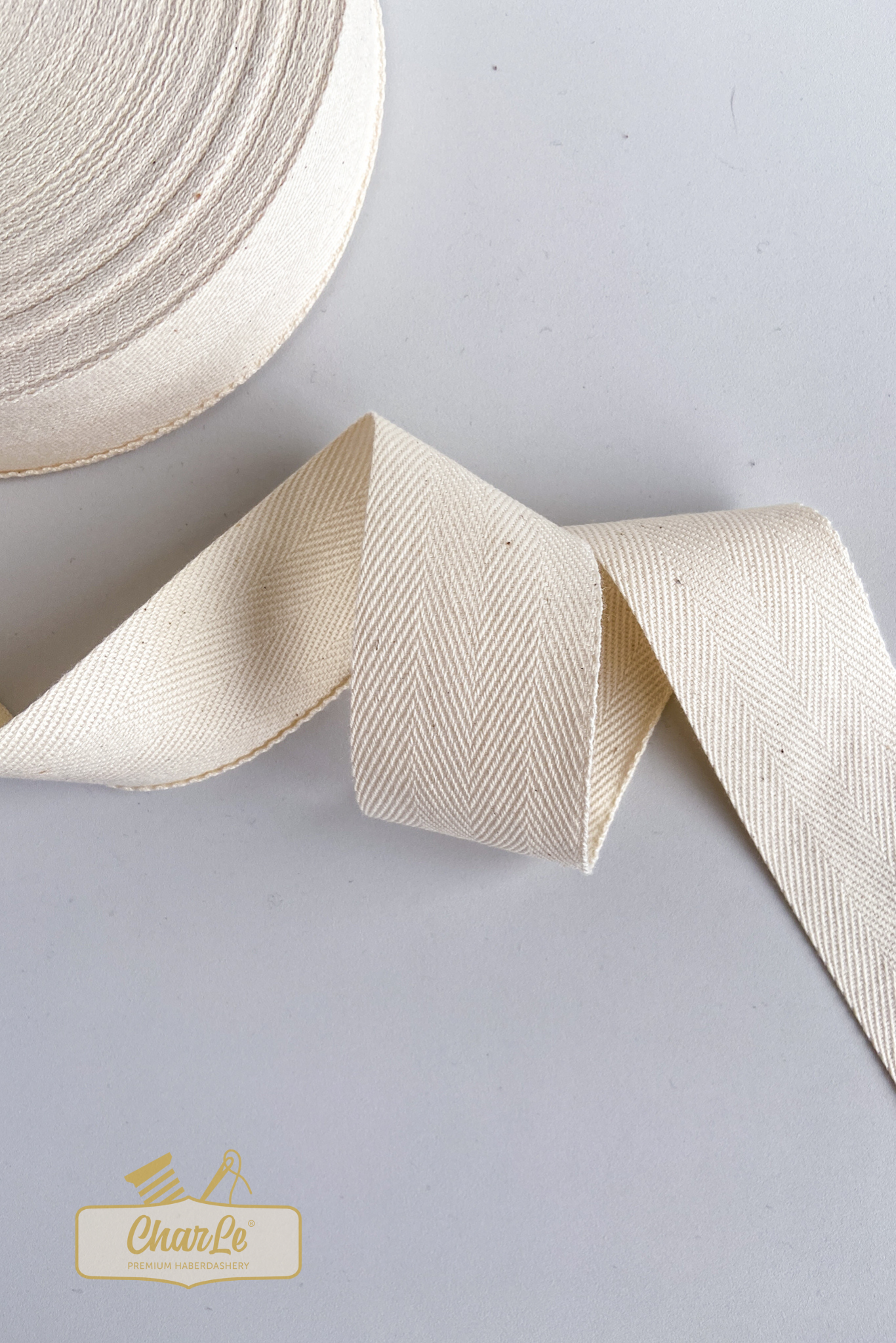 ORGANIC COTTON TWILL TAPE 40 MM | Ecru