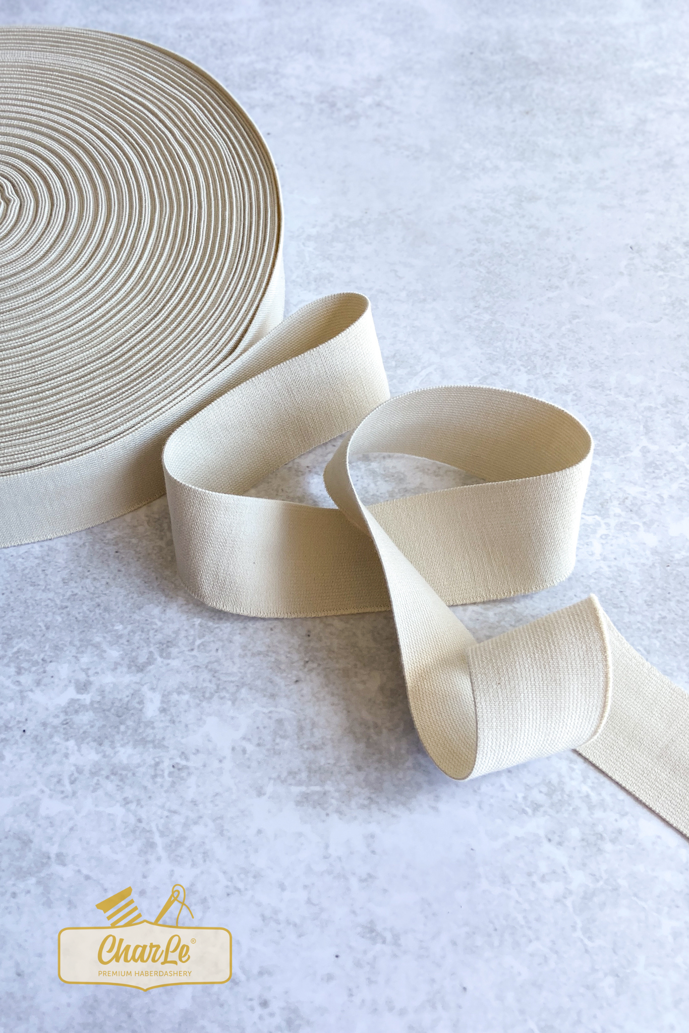 ORGANIC ELASTIC 40 MM | Ecru - Light