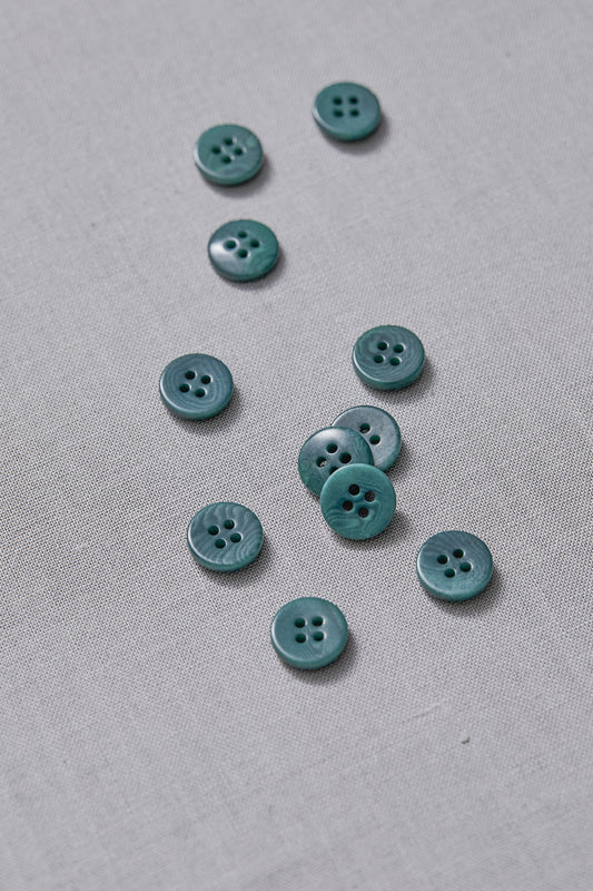PLAIN 4 HOLE COROZO BUTTON |  Aqua 11mm