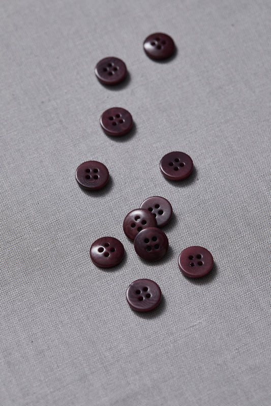 PLAIN 4 HOLE COROZO BUTTON | Maroon 11mm
