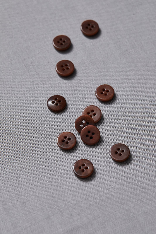 PLAIN 4 HOLE COROZO BUTTON | Pecan 11mm