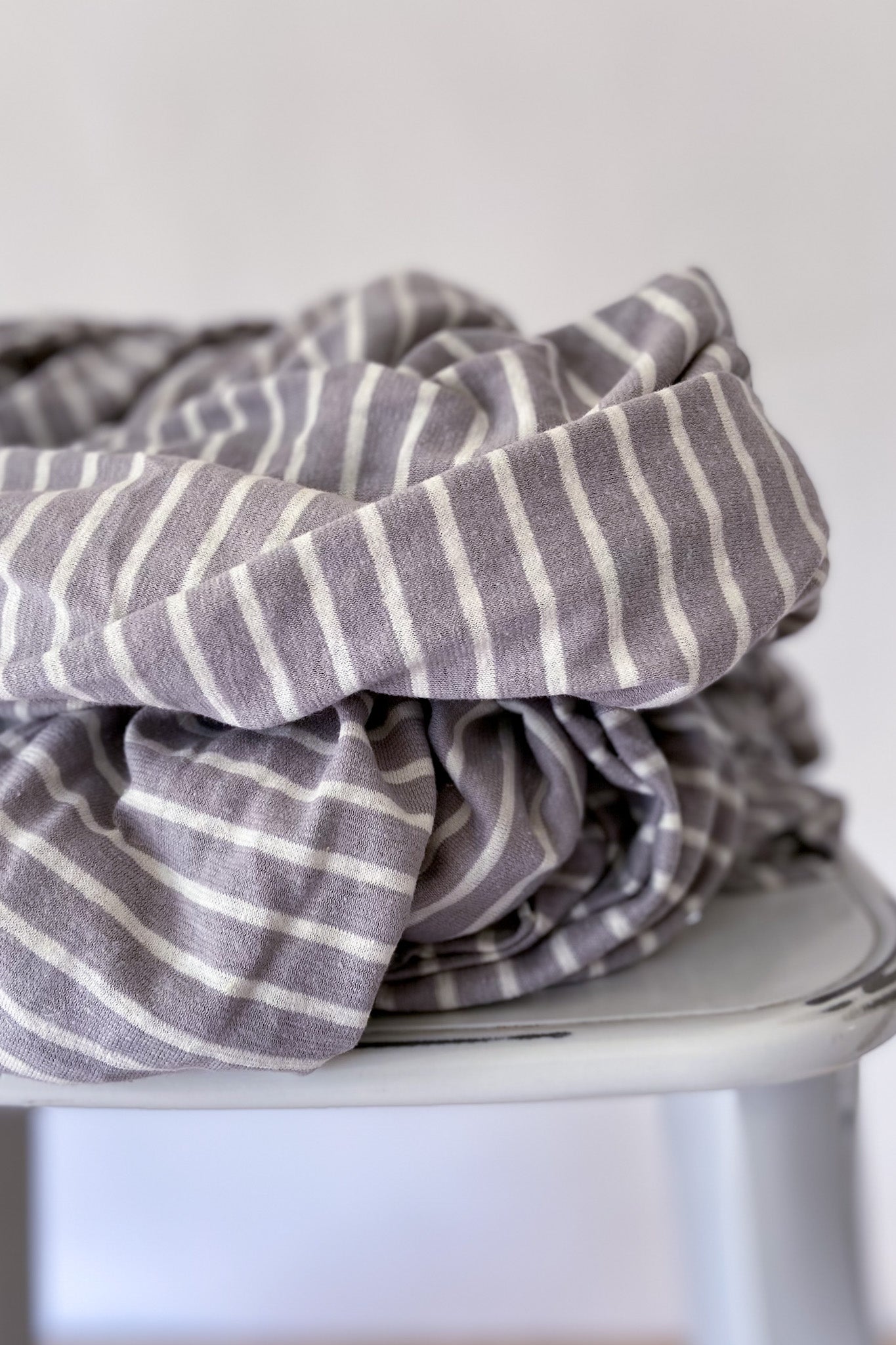 STRIPE JERSEY HEMP BLEND | Grey/White Stripe
