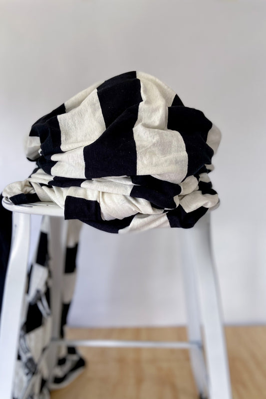 STRIPE JESRSEY HEMP BLEND | Black/Natural White Wide