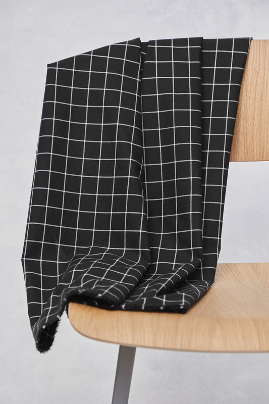 ORGANIC COTTON OXFORD | Black/Creamy White Grid