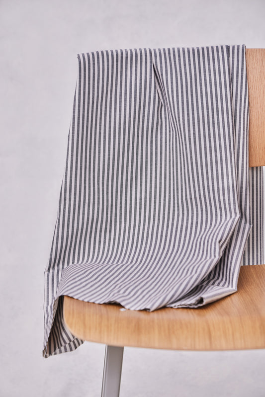 ORGANIC COTTON OXFORD | Black/Creamy White Stripe