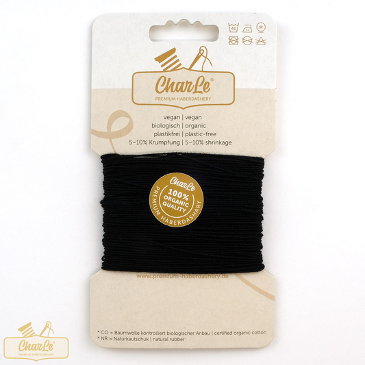 ORGANIC SHIRRING ELASTIC 0.6 MM | Black