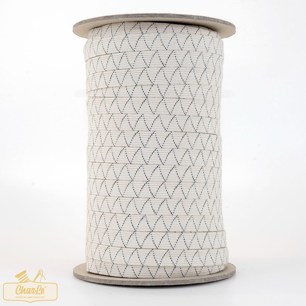ORGANIC ELASTIC 10MM | Ecru + Zigzag Thread