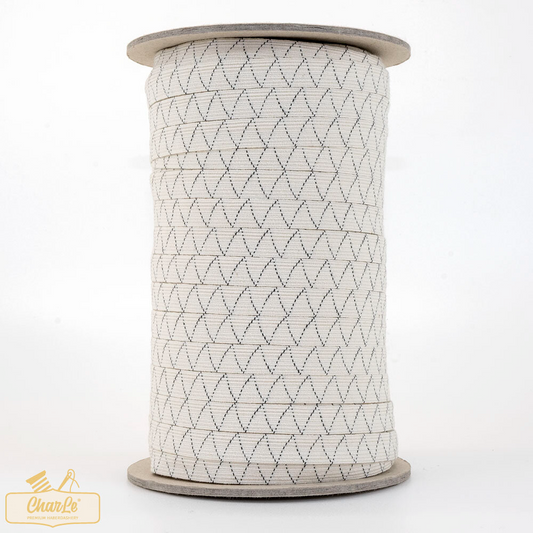 ORGANIC ELASTIC 10MM | Ecru + Zigzag Thread