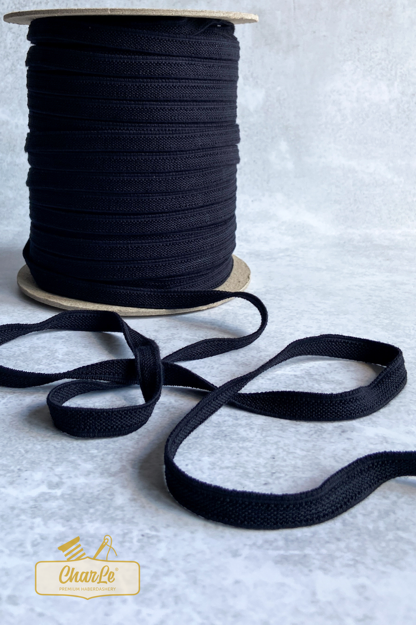 ORGANIC DOUBLE FLEECE ELASTIC 11 MM | Black