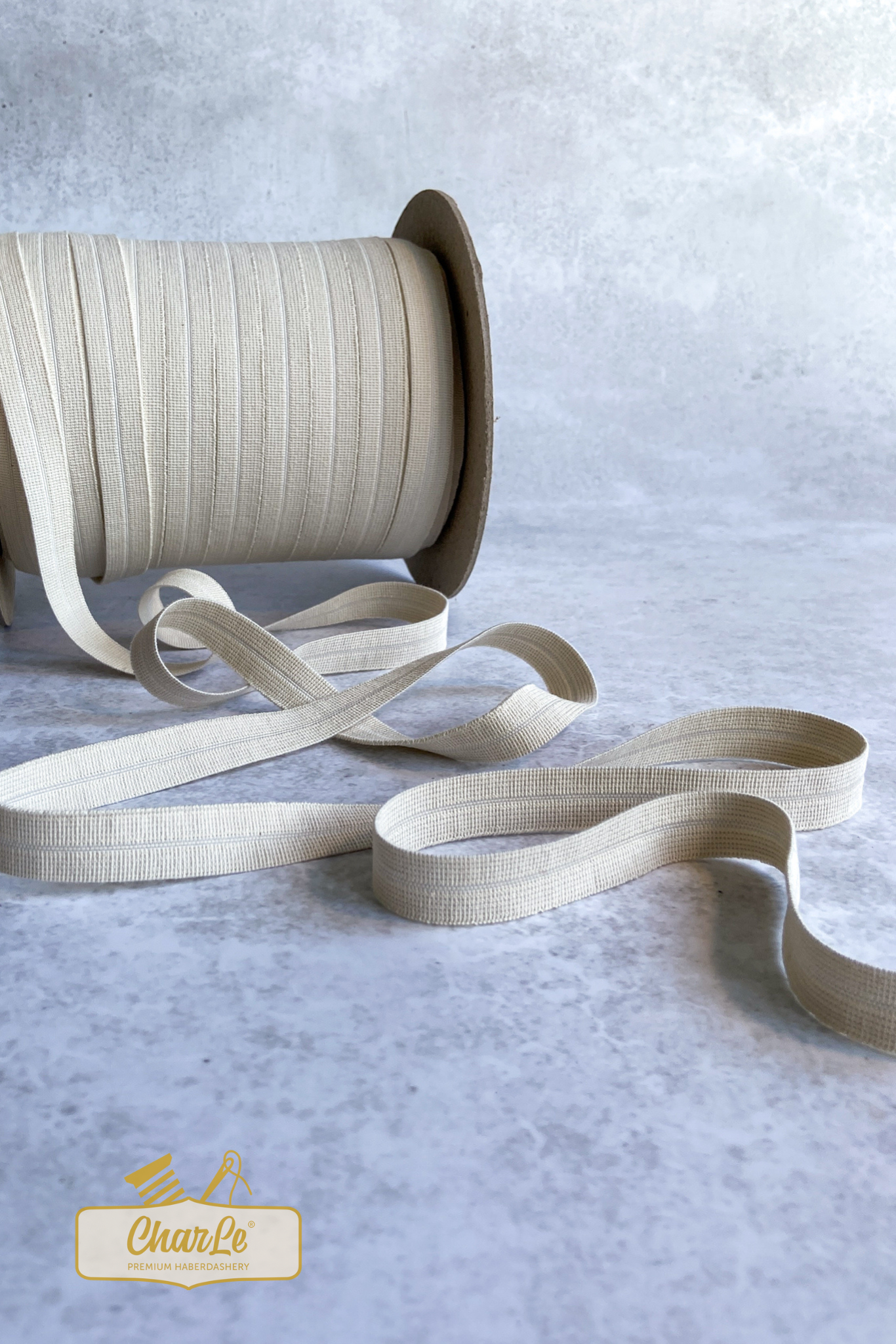 ORGANIC FOLD OVER ELASTIC 15 MM | Ecru