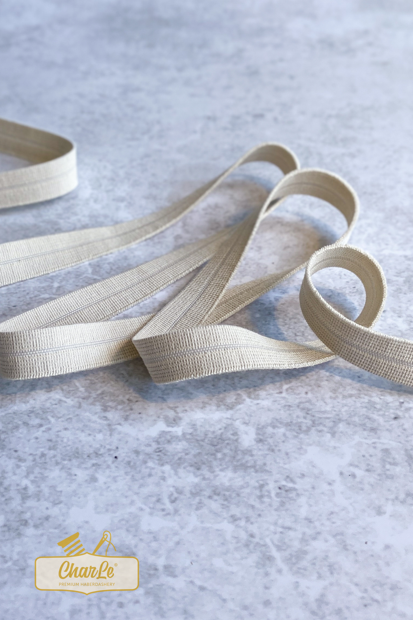 ORGANIC FOLD OVER ELASTIC 15 MM | Ecru