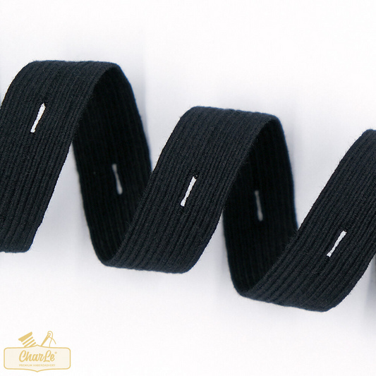 ORGANIC BUTTONHOLE ELASTIC 18 MM | Black