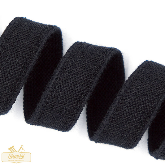 ORGANIC DOUBLE FLEECE ELASTIC 20MM | Black