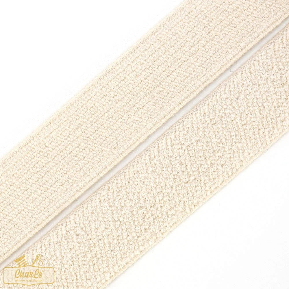 ORGANIC SINGLE FLEECE ELASTIC 20MM | Ecru