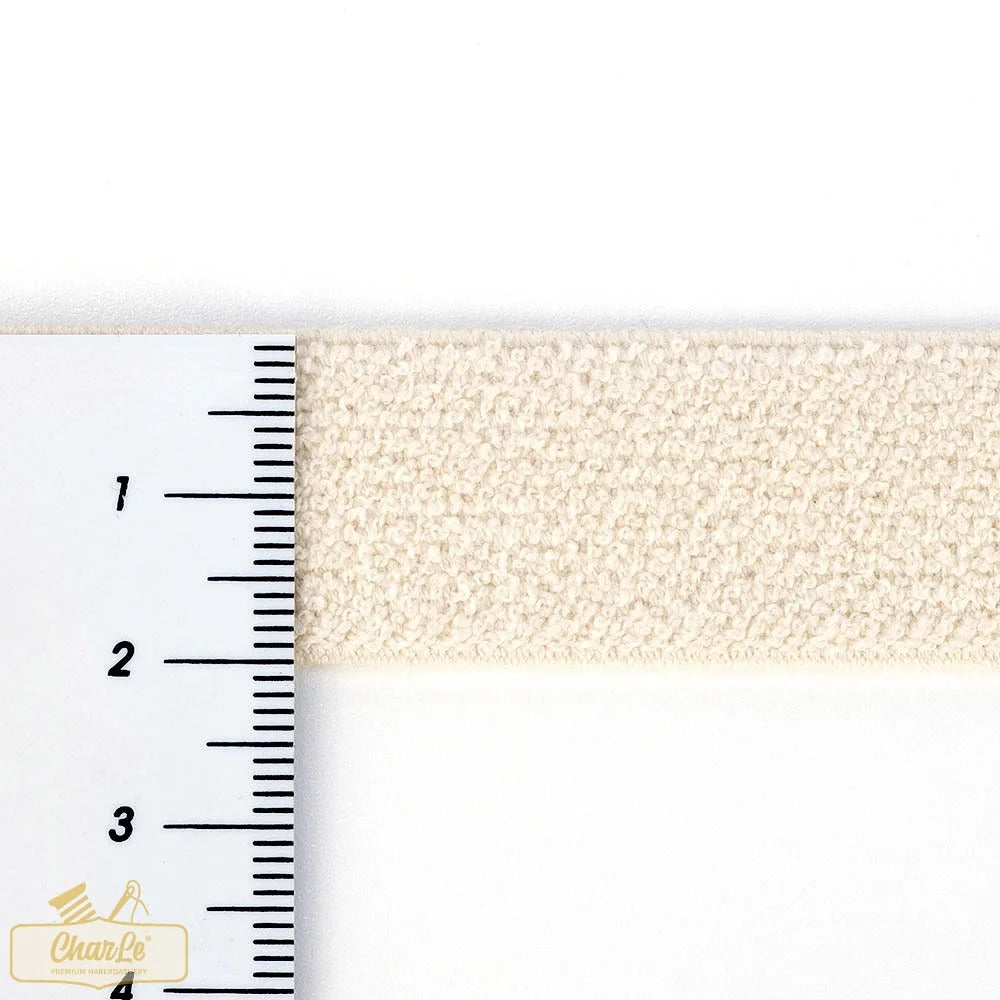 ORGANIC SINGLE FLEECE ELASTIC 20MM | Ecru