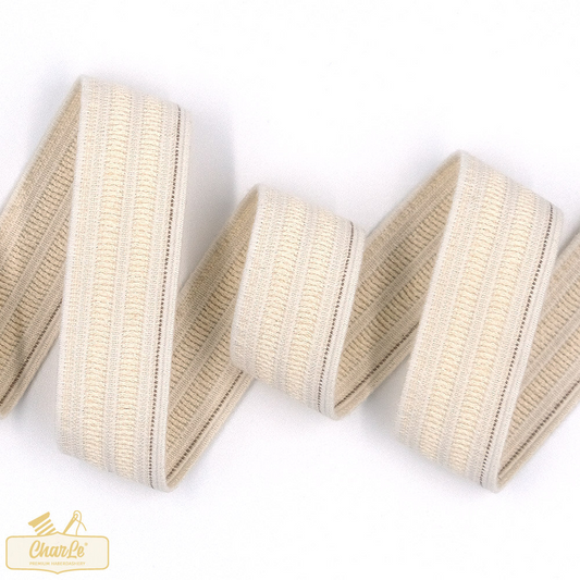 ORGANIC ELASTIC 25 MM | Ecru w/ ID Thread