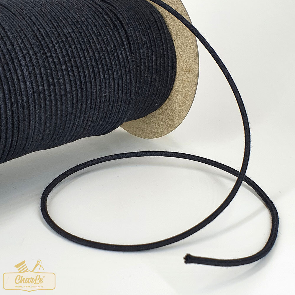 ORGANIC CORD ELASTIC 3 MM | Black