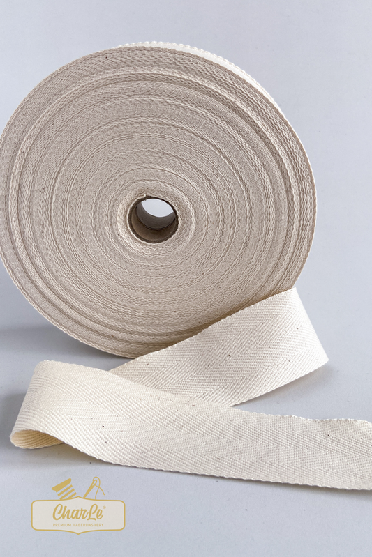 ORGANIC COTTON TWILL TAPE 40 MM | Ecru