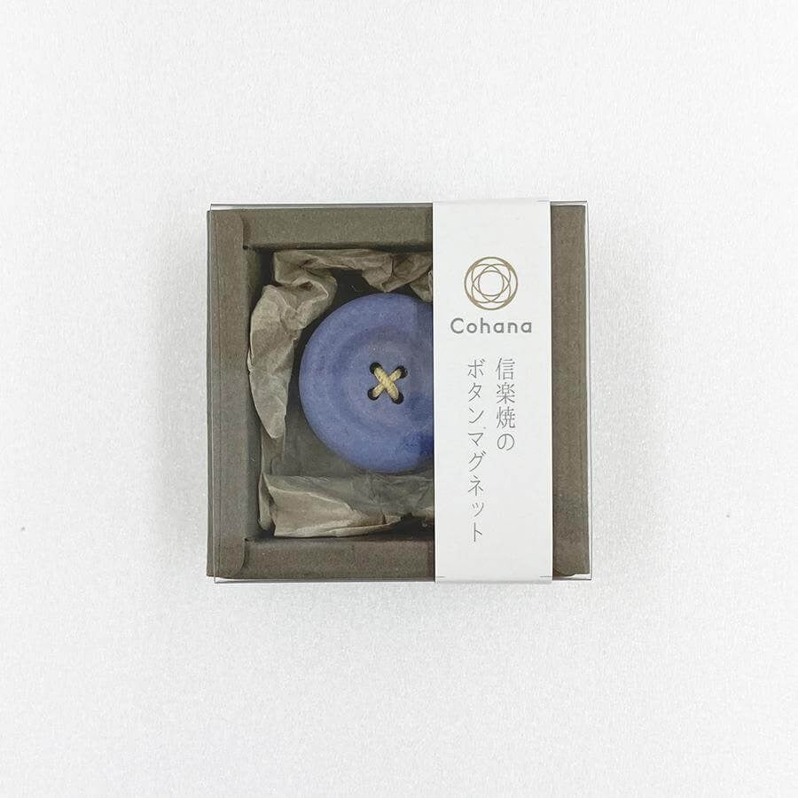 Boxed cohana blue button shaped magnet