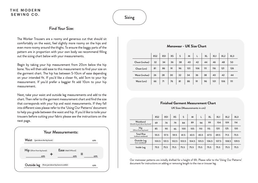 WORKER TROUSERS (MENS) | PDF Pattern