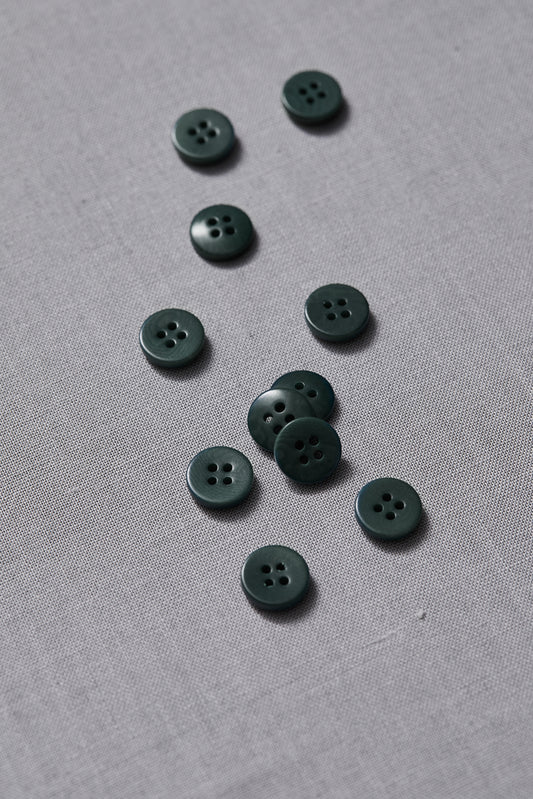 PLAIN 4 HOLE COROZO BUTTON |  Deep Green 11mm