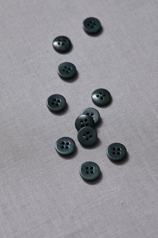 PLAIN 4 HOLE COROZO BUTTON |  Emerald 11mm