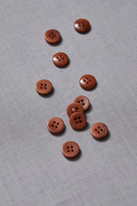 PLAIN 4 HOLE COROZO BUTTON |  Rust 11mm